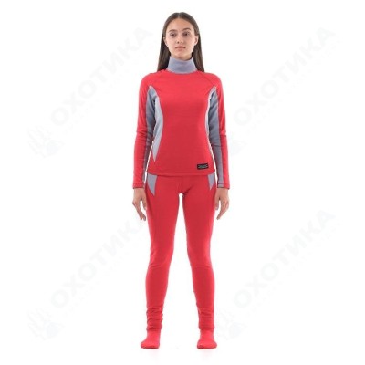 Термобелье зимнее с высоким воротом женское Pink-Grey