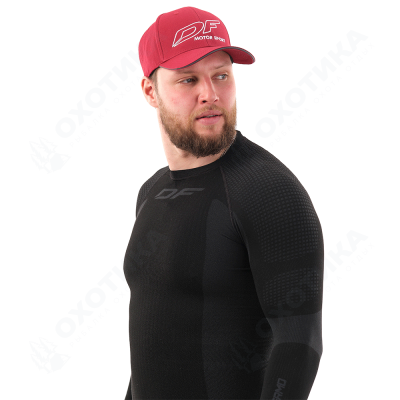 Бейсболка Classic DF RED. Burgundi-Grey. Motor Sport (Изогнутый козырек)