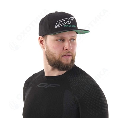Бейсболка Modern DF Black-Green. Motor Sport (Прямой козырек)