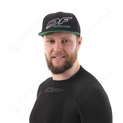 Бейсболка Modern DF Black-Green. Motor Sport (Прямой козырек)