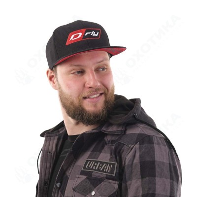 Бейсболка Modern DF Black-Red. D-fly (Прямой козырек)