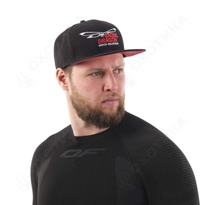 Бейсболка Modern DF Black-Red. Racing Dragon (Прямой козырек)