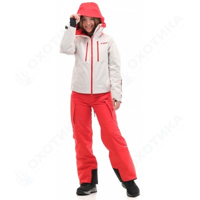 Куртка горнолыжная утепленная Gravity Premium WOMAN Gray-Red Fluo