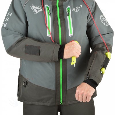 Костюм-поплавок зимний мужской «Rescuer IV Sport» (Серый (зеленая молния))