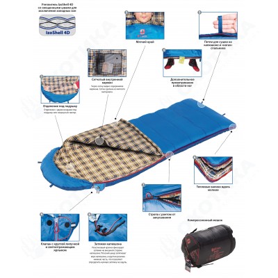 Спальный мешок BTrace Duvet Правый (Правый,Серый/Синий)