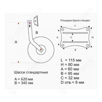 Колеса транцевые для лодки ПВХ (удлиненные)