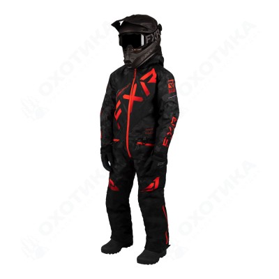 Детский комбинезон FXR CX с утеплителем Black Camo/Red Fade