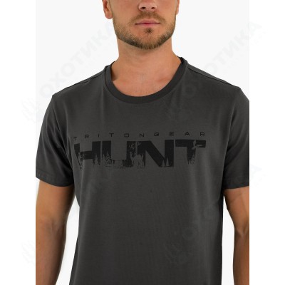 Футболка "HUNT" (Хлопок, Серый)
