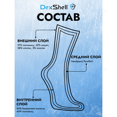 Водонепроницаемые носки Dexshell Ultra Thin Crew DS683OG, размер M (39-42), DS683OGM