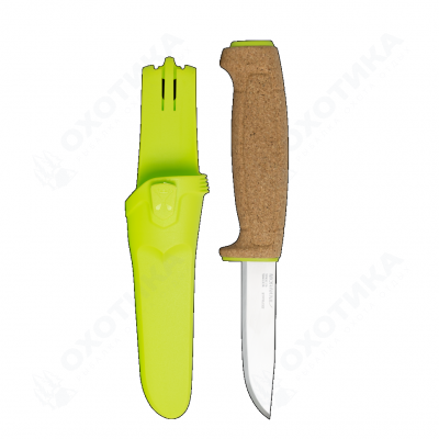 Нож Morakniv Floating Knife (S) Lime, нержавеющая сталь, пробковая ручка, зеленый