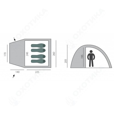 Палатка Dome 4 BTrace (зеленый)
