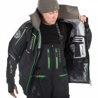 Костюм-поплавок зимний Angler (-20) Black/Green S-311-0 Shaman ХСН