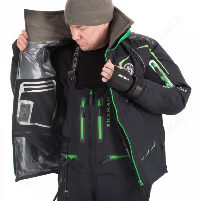 Костюм-поплавок зимний Angler (-20) Black/Green S-311-0 Shaman ХСН
