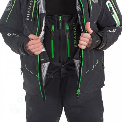 Костюм-поплавок зимний Angler (-20) Black/Green S-311-0 Shaman ХСН