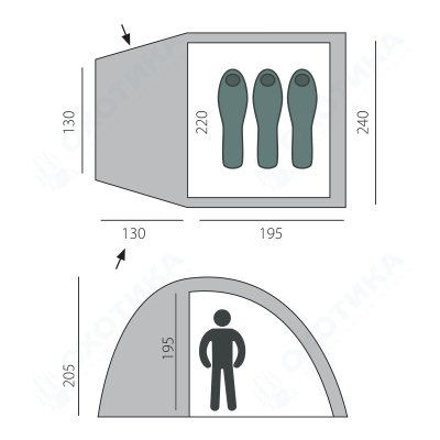 Палатка BTrace Dome 3  (Зеленый)