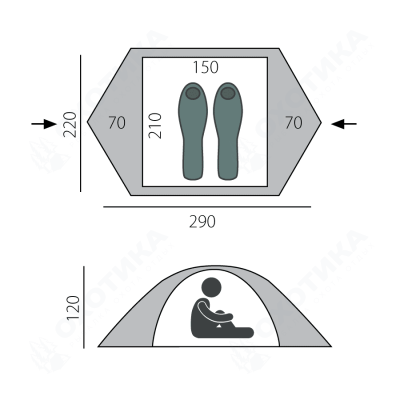 Палатка BTrace Point 2+ (Зеленый/Бежевый)